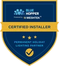 Blue Hopper Certified Installer – Permanent Holiday Lighting Partner badge