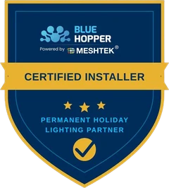 Blue Hopper Certified Installer – Permanent Holiday Lighting Partner badge