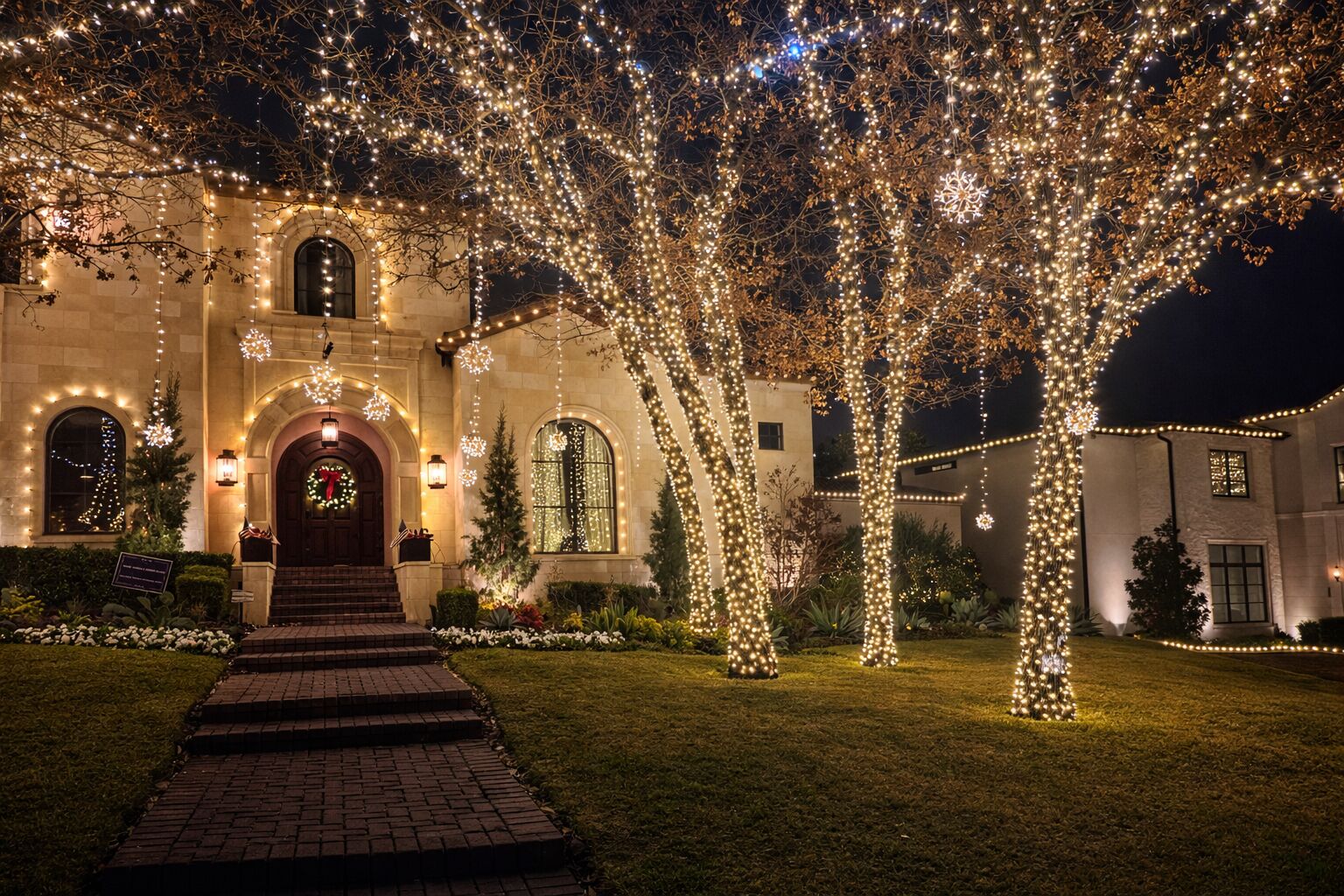 Pergola and deck lighting for evening outdoor entertaining on a premium home