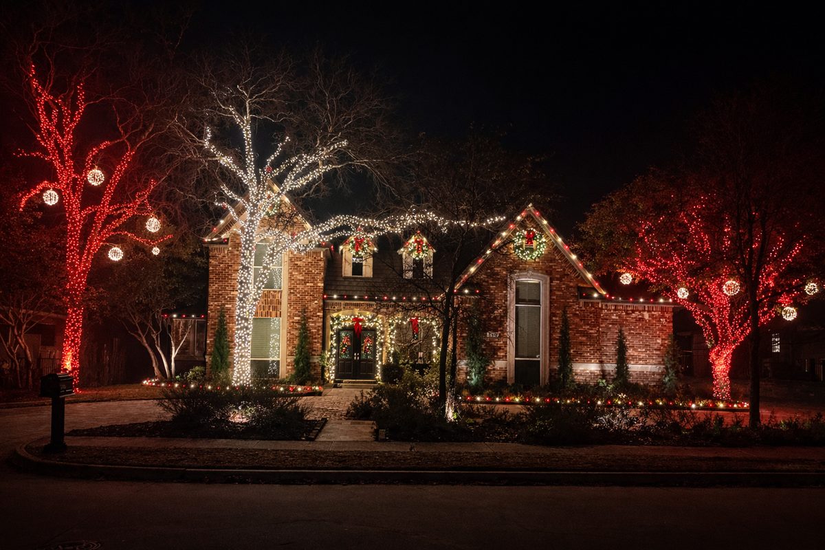 Subtle garden and pathway glow for evening curb appeal on a high-end property